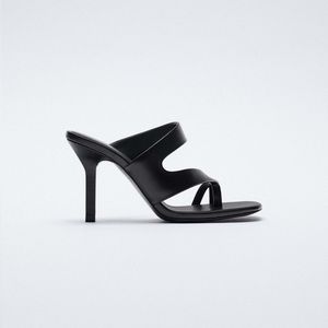 ZARA Heeled Asymmetric Leather Heeled Sandals